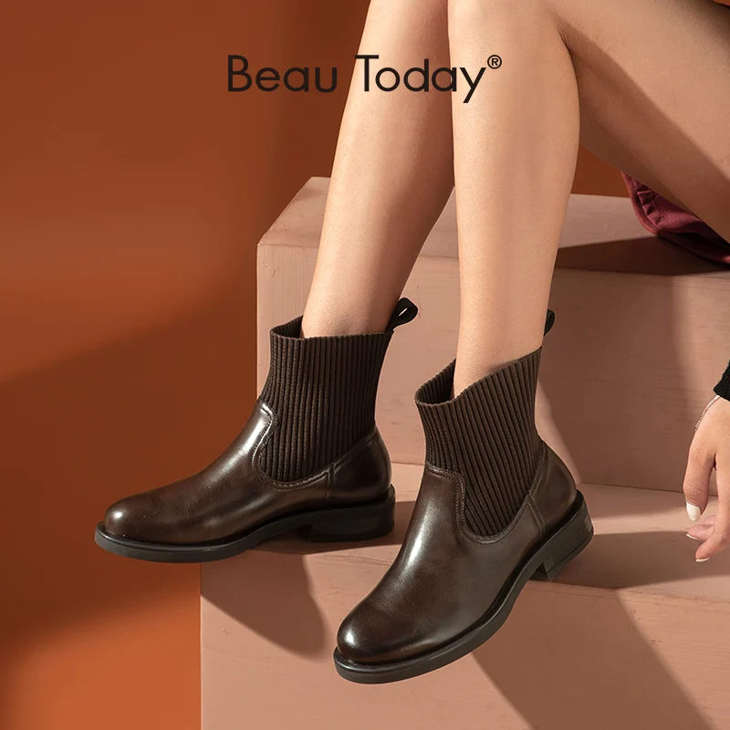 leather and knit boots