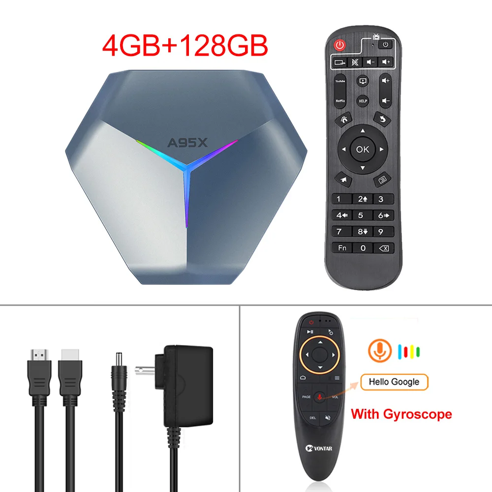 2021 A95X F4 Amlogic S905X4 Android 11 8K RGB Light Smart TV Box 4GB 64GB Plex Media Support Youtube Set Top Box 16GB 32GB 128GB 