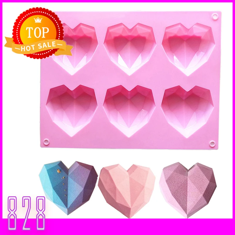 Силиконовая форма в виде сердца 6 ячеек|Формы для тортов| |