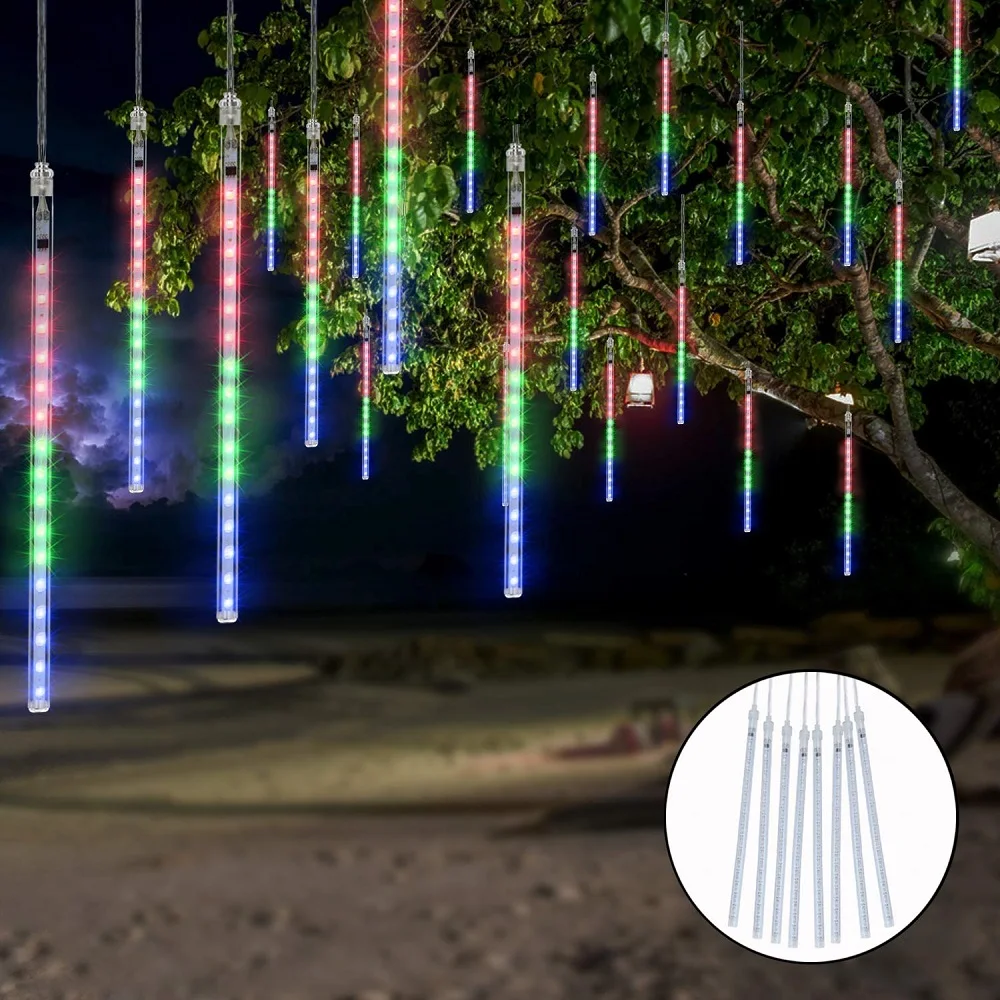 

2019 New Year 30cm 50cm Meteor Shower Rain 8 Tubes LED String Lights IP65 Waterproof Outdoor Christmas Wedding Party Decorations
