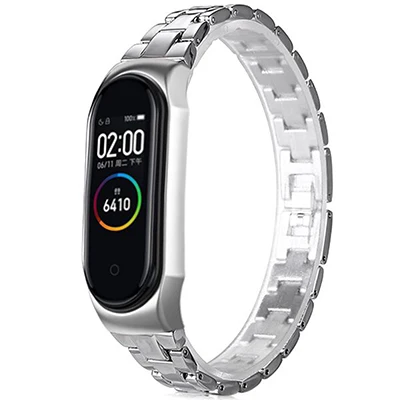 Silver Ремешок из нержавеющей стали для mi Band 3 4 металлический ремешок для часов для Xiaomi mi Band 3 4 умный Браслет сменные ремешки для часов - Цвет: Silver