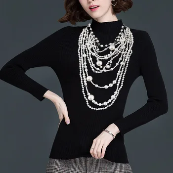 

Women European Multi Layer Extravagant Beads Strand Pearls Crystal Necklace Pearl Necklaces Sets Party Gifts