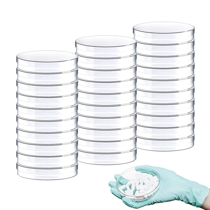 30 Pack Plastic Petri Dishes,90mm x 15 mm Clear Petri Dish with Lids for Science Art Projects,Storing,Seeding and Biohazard Theme Party