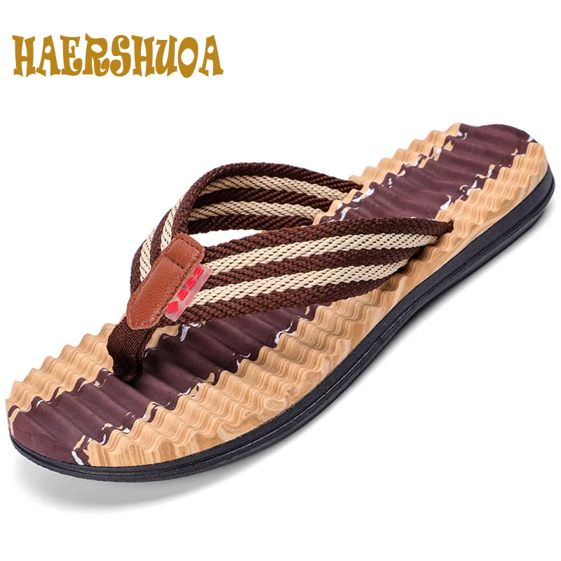 3 HAERSHUOA мужские повседневные тапочки, плоские тапочки, пляжная обувь, уличная нескользящая обувь, мужские тапочки. Тапочки для мужчин - Цвет: 3
