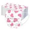 10/50pcs Valentine's Day Disposable Face Mask For Adult Heart Print Masks Sweet Couple Non Woven 3Ply Filter Earloops Mouth Mask 3