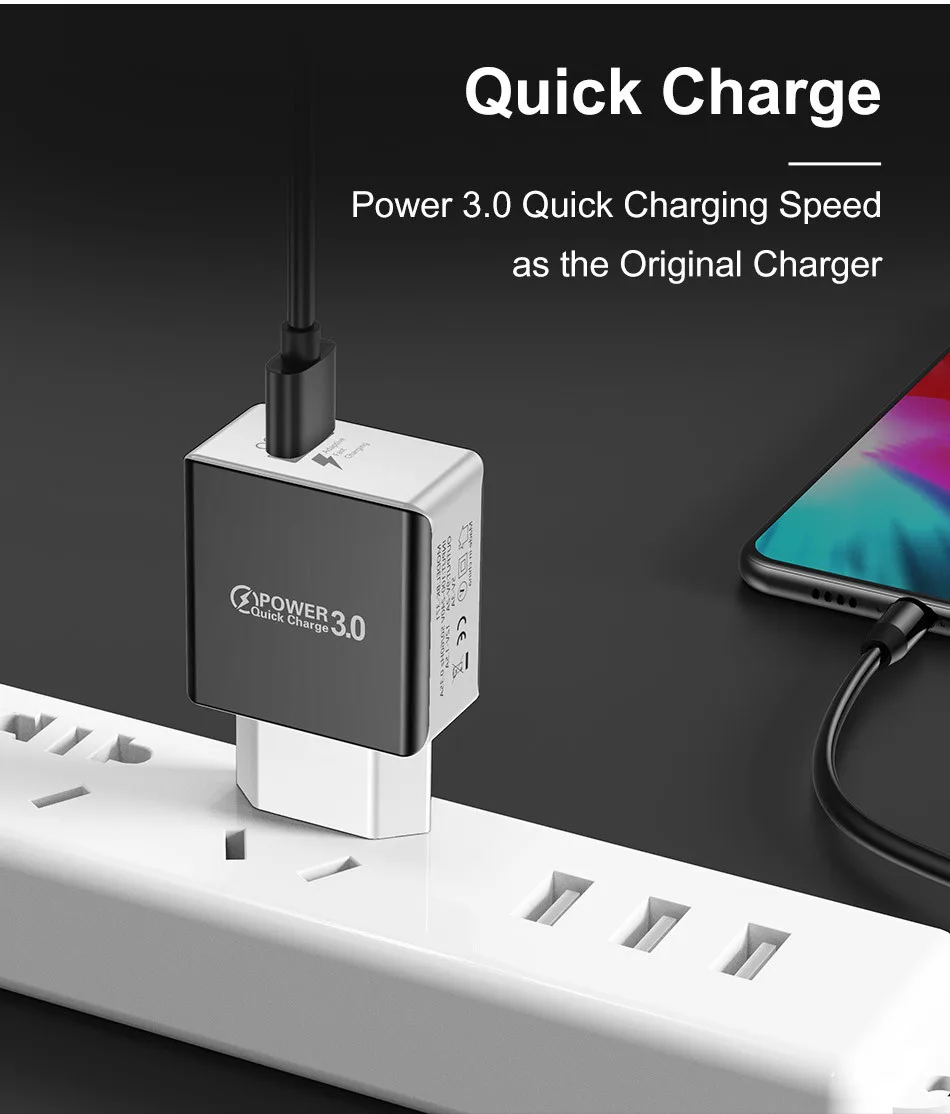 USLION USB быстрое зарядное устройство Быстрая зарядка qc 3,0 EU/US/Plug мобильный телефон настенные зарядные устройства для samsung Apple iphone sony Xiaomi huawei