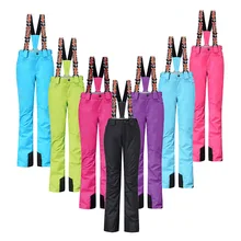 Красочные женские штаны для сноуборда 10K ветрозащитные водонепроницаемые штаны на ремешке для сноубординга спортивная бейсболка для езды и походов для девочек нагрудник лыжные брюки