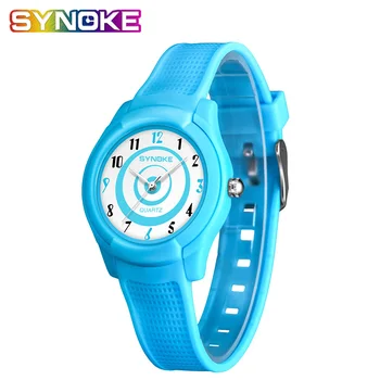 

SYNOKE Blue Kids Quartz Watch Ultra-thin Waterproof Children's Watches Simple Design Back Light Student Watch For Boys Girls