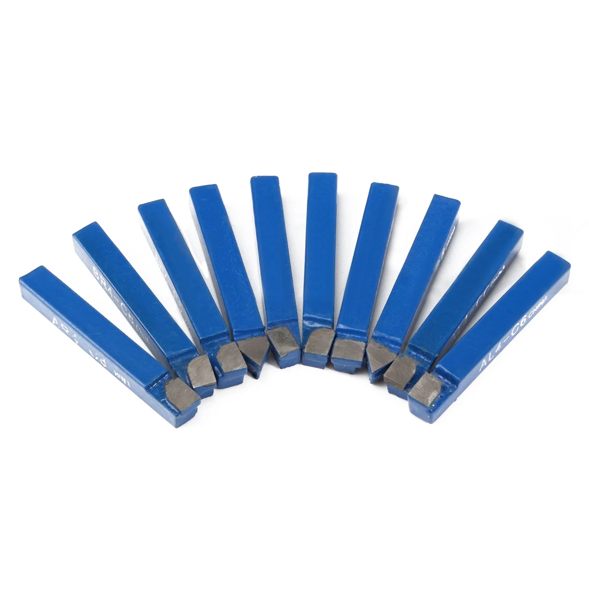 10Pcs Blue Carbide Lathe Tool Bit 1/4" Metal Tip Tipped Cutter Set High Hardness For CNC Lathe Tools