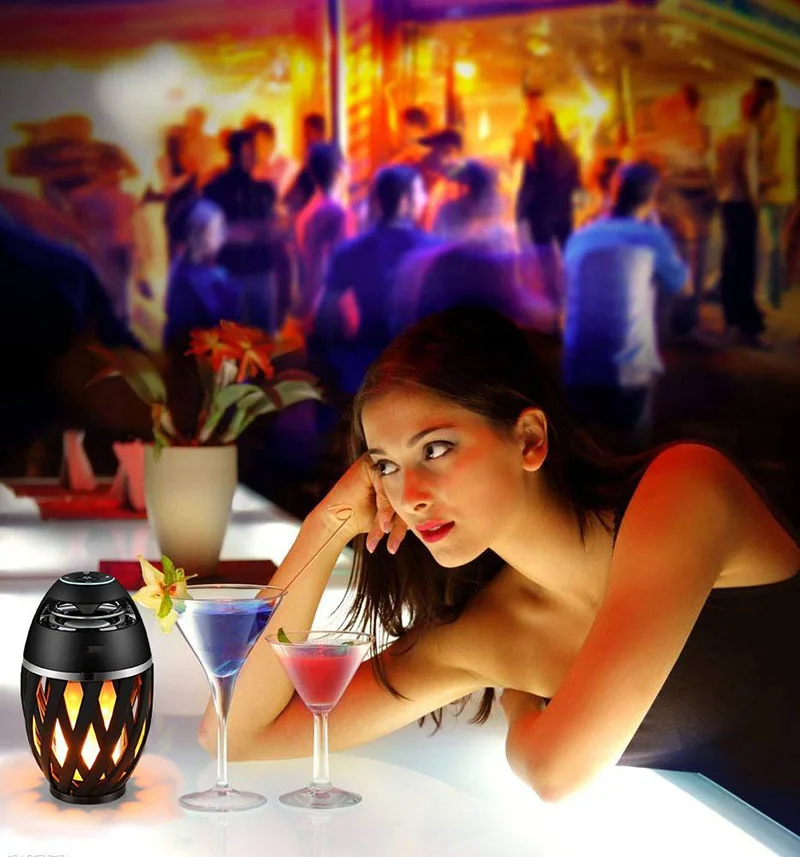 Светодиодный пламени светильник Bluetooth Динамик Беспроводной Портативный громкий