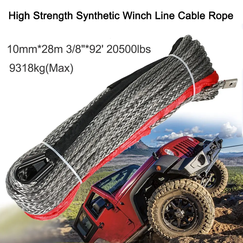 

10mm*28m 20500lbs High Strength Synthetic Winch Line Cable Rope Offroad Accessories