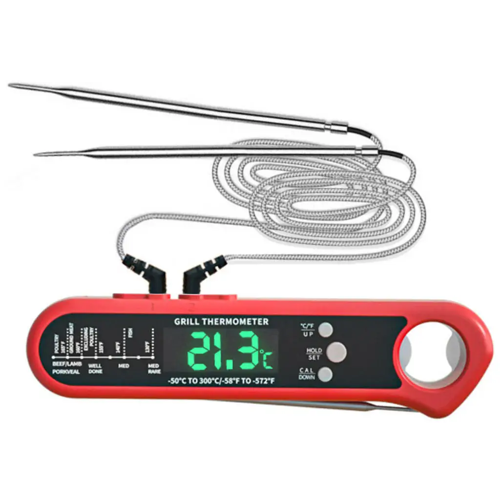 Dual Probe Food Thermometer Oven Grill Baking Water Meat Kitchen