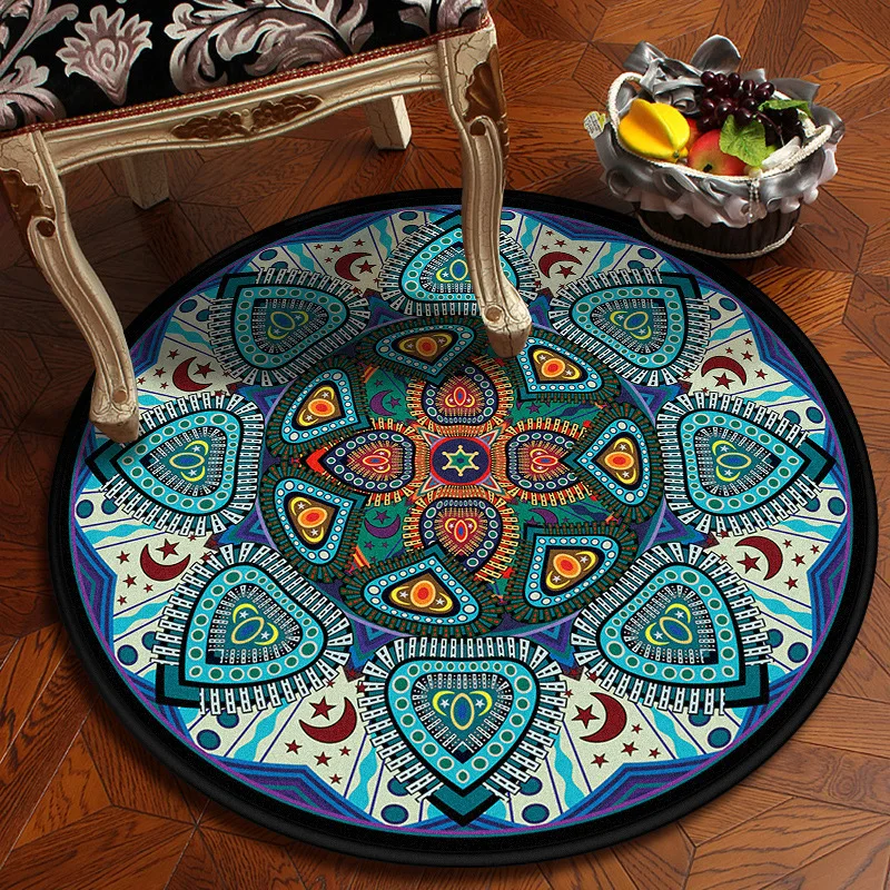 Европейский суд печатные круглые коврики для ковров винтажные ковры Мандала для гостиной персидский ковер утолщенные ковры художественный Декор - Цвет: A8