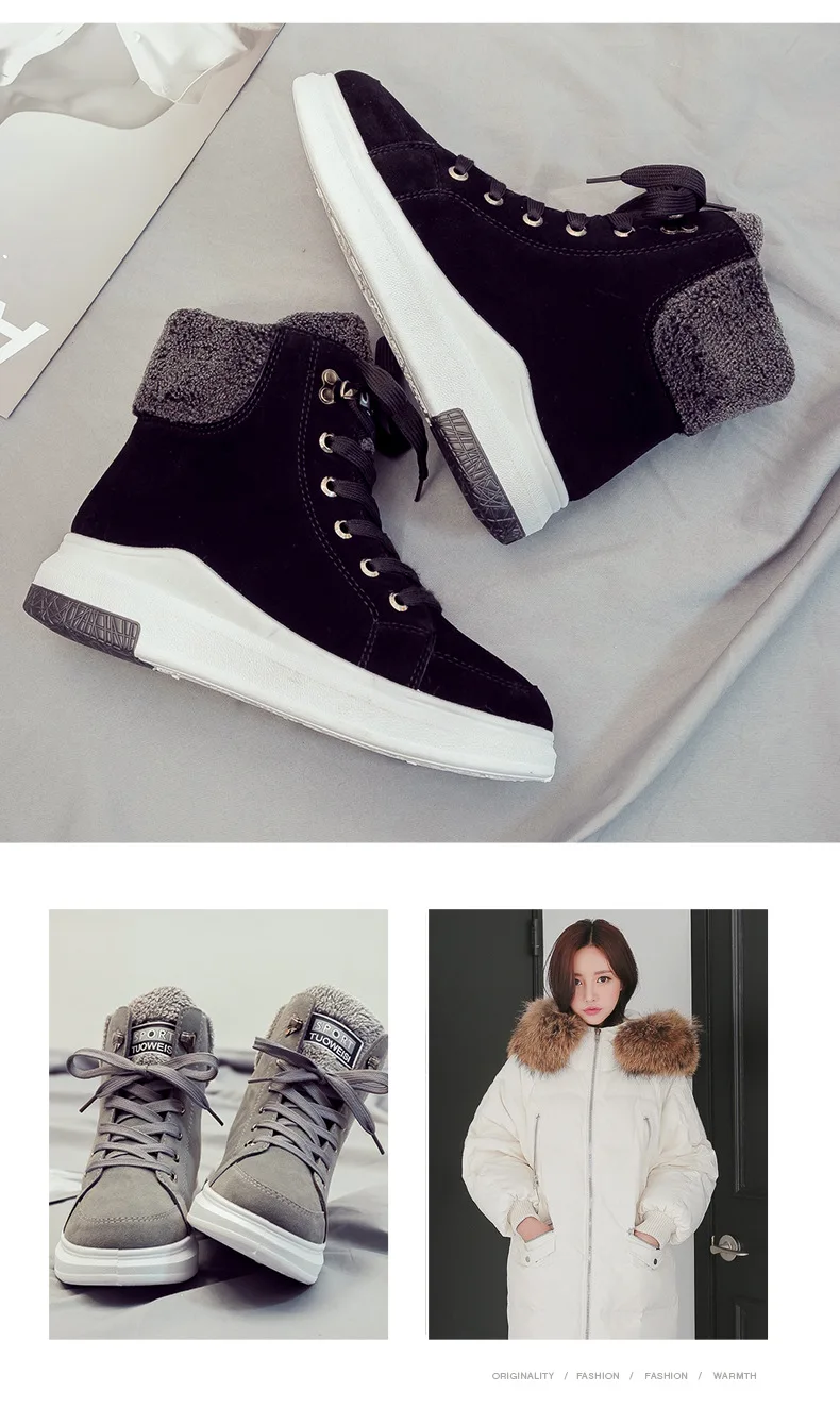 WDHKUN; зимняя обувь; кроссовки на платформе; женская бархатная обувь с мехом; коллекция года; Теплая Повседневная обувь; женские высокие кроссовки; женские зимние ботинки; Цвет Черный