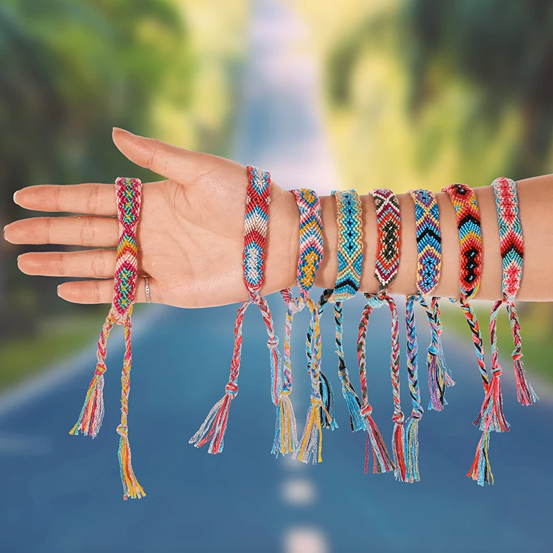 

HuaTang Colorful Rope Boho Friendship Bracelets for Women Girl Adjustable Handwork Weave Charm Bracelets Ankle Jewelry Pulseras