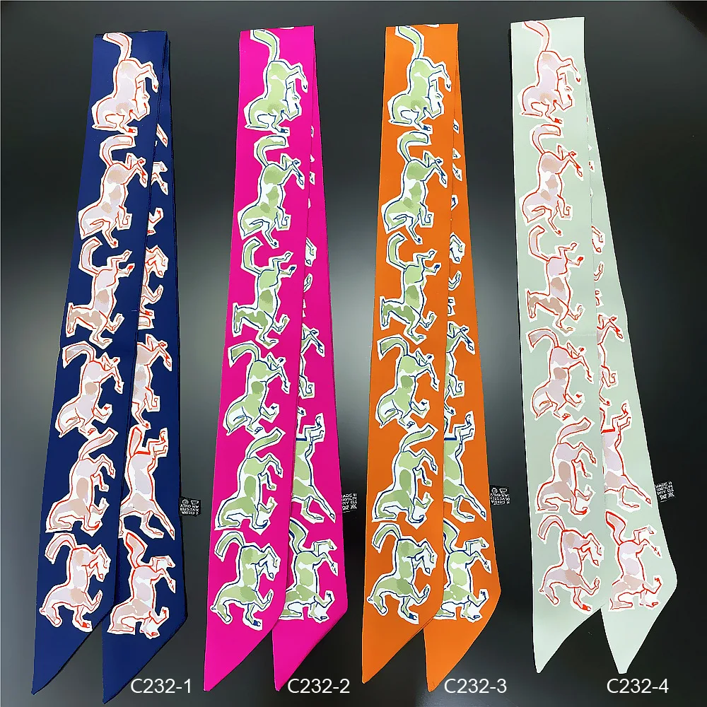 

New Women Bag Scarf Luxury Twill Print Hair Scarf Headband Decoration Shirt Tie Bag Handle Scarf Accessories Women's Bandana