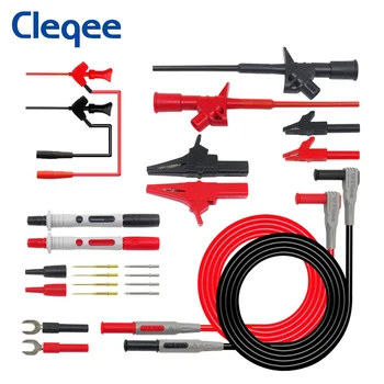 Cleqee P1300 Series Multimeter Test Leads kit 4mm Banana Plug Cables Alligator Test Hook Clip Probes Spade Plug Automotive Tool 2