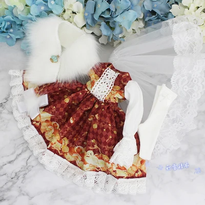 1/6 1/4 1/3 BJD одежда аксессуары кукла платье+ шарф Набор для BJD/SD MSD SD13 YOSD, не включает в себя куклы, обувь, парик и другие E2488 - Цвет: Красный