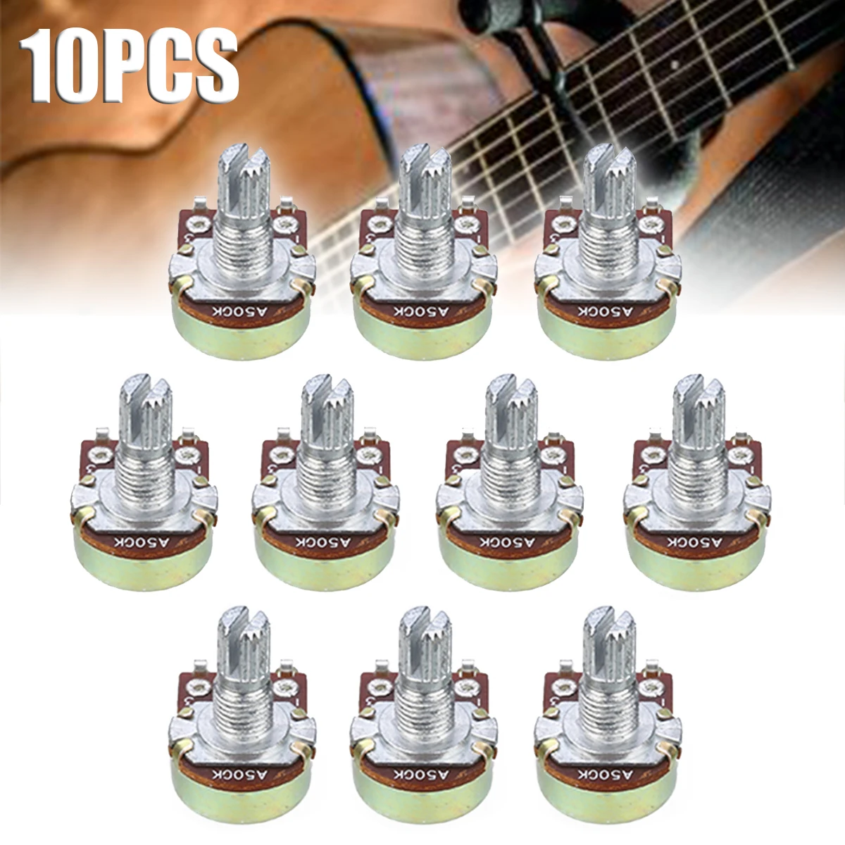 10pcs Guitar Mini Control Pots A500K Short Split Shaft Linear Taper Potentiometers Guitar Tone Potentiometer