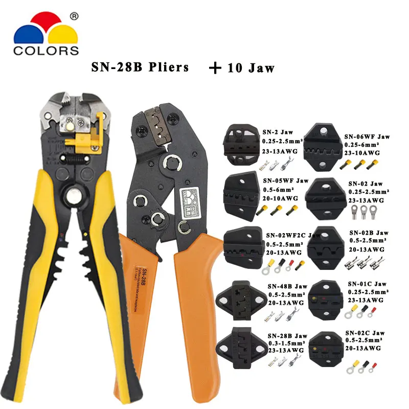 Crimping tools pliers SN-28B jaw kit stripping wire cutters for plug/tube/insulation terminals clamp |
