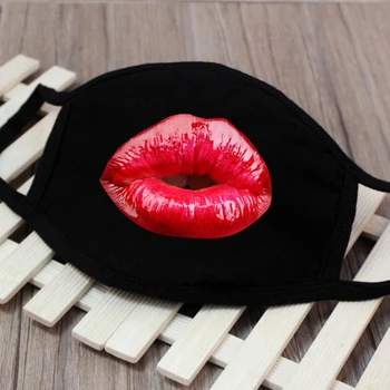 

Cartoon Lips Teeth Smiles Mouth Mask Cotton Soft Breathable Expression Print Face Mask Unisex Men Women Anti-dust Washable Masks