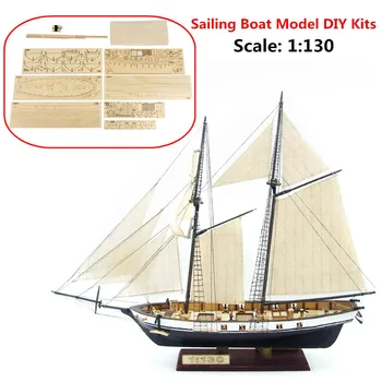 

1:130 Scale Mini DIY Ship Wooden Sailing Boat Model Children Classical Assembly Home Retro Gift Toys Decoration