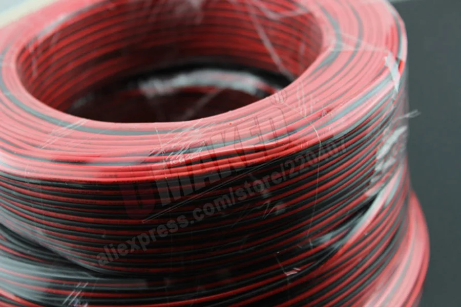 Электрический медный резиновый светодиодный кабель 16 18 20 22AWG 2pin красный черный