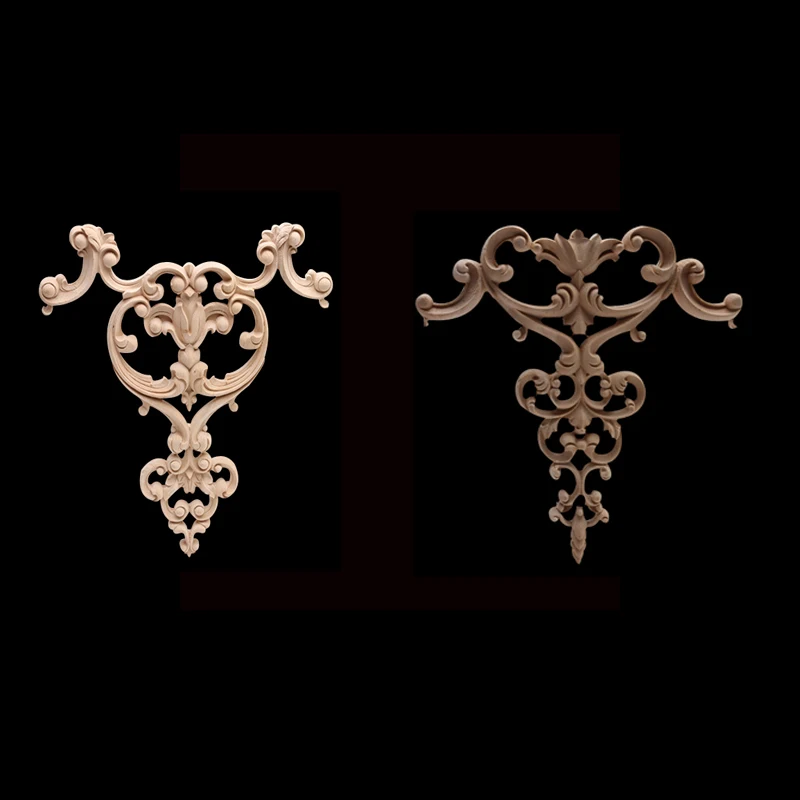 

Wood Applique Onlay Wood Frame Wood Mouldings Carved Unpainted Ornamental Long Floral Flower Wooden Furniture Corner Cabinet NEW
