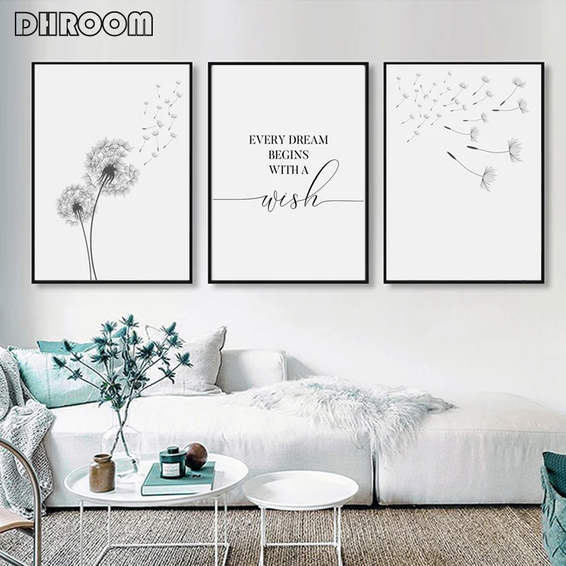 Dandelion Poster Nursery-Decor Painting-Make Canvas Wall-Art Bedroom Prints Minimalist