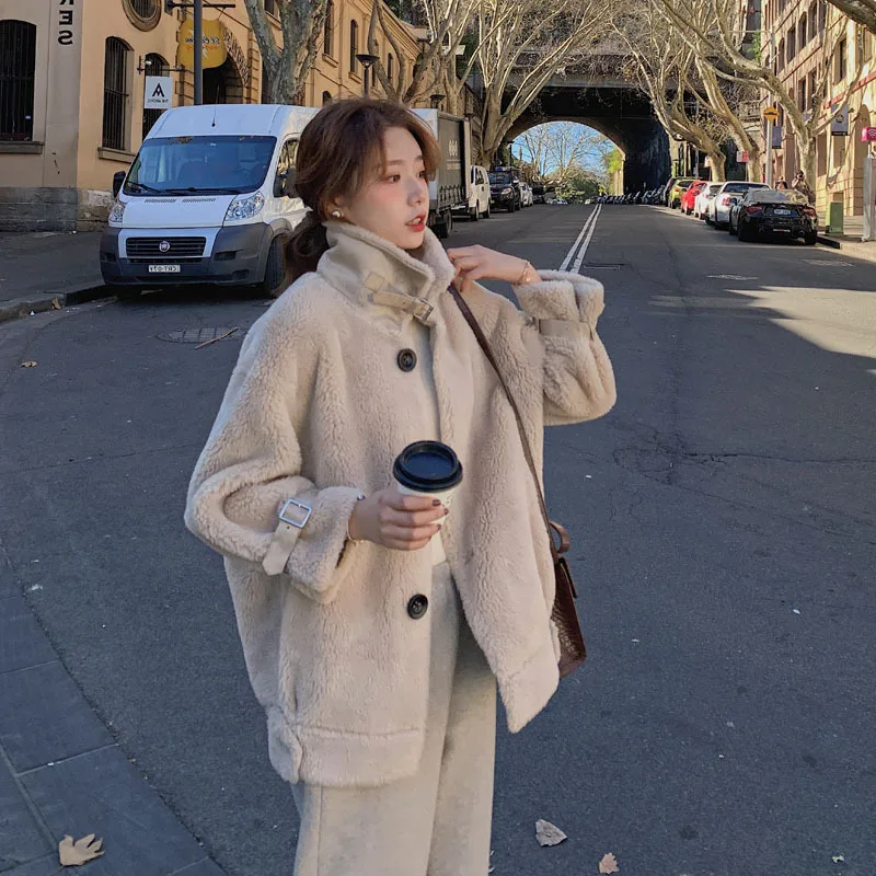

Photo Shoot 2019 Winter New Style CHIC Korean-style Loose Casual Versatile Lambs Wool Fur Short Coat Women's