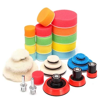 

Hot 29 PCS Bendable Practical Sponge Washable Multifunctional Tools Polishing Pad Set Round Waxing Disc Auto Car Accessories Buf