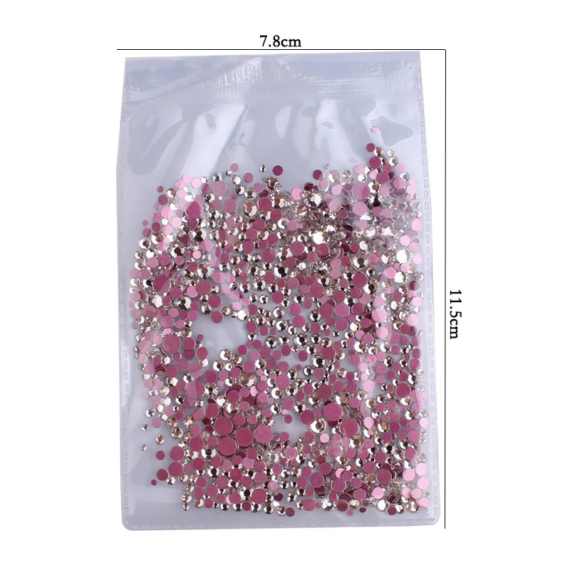 1440 pcs ss3-ss20 manicure jewelry hot red bottom drill glass white AB color size mixed flat bottom rhinestone