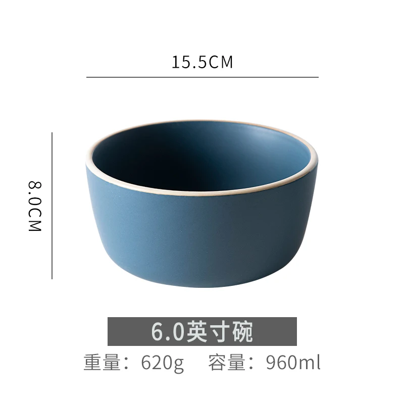 6 inch bowl Японский творческий набор керамической посуды, обеденная тарелка, домашний декор, ручная роспись, керамическое блюдо для стейка, Ins, утренняя посуда, суп, салат - Цвет: 6 inch bowl