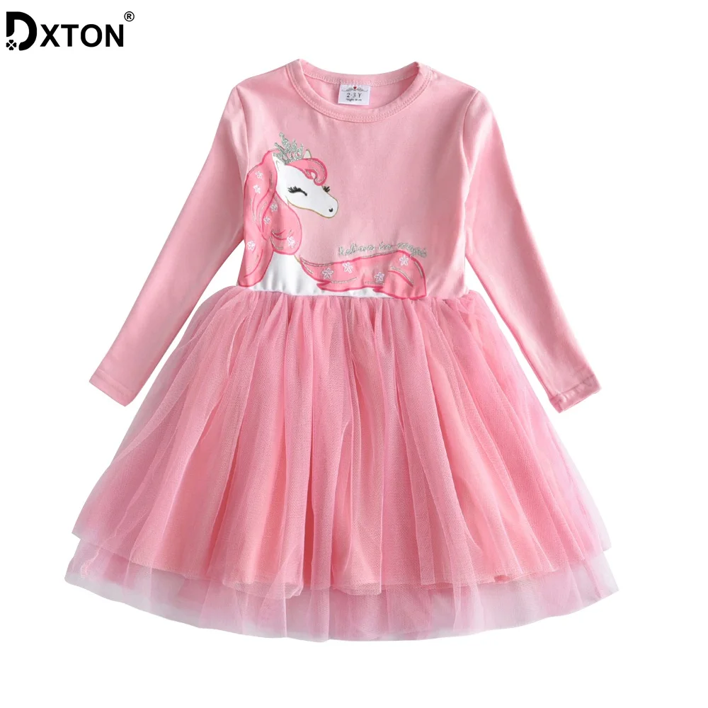 Dxton платья для девочек с единорогом одежда маленьких героями мультфильмов платье