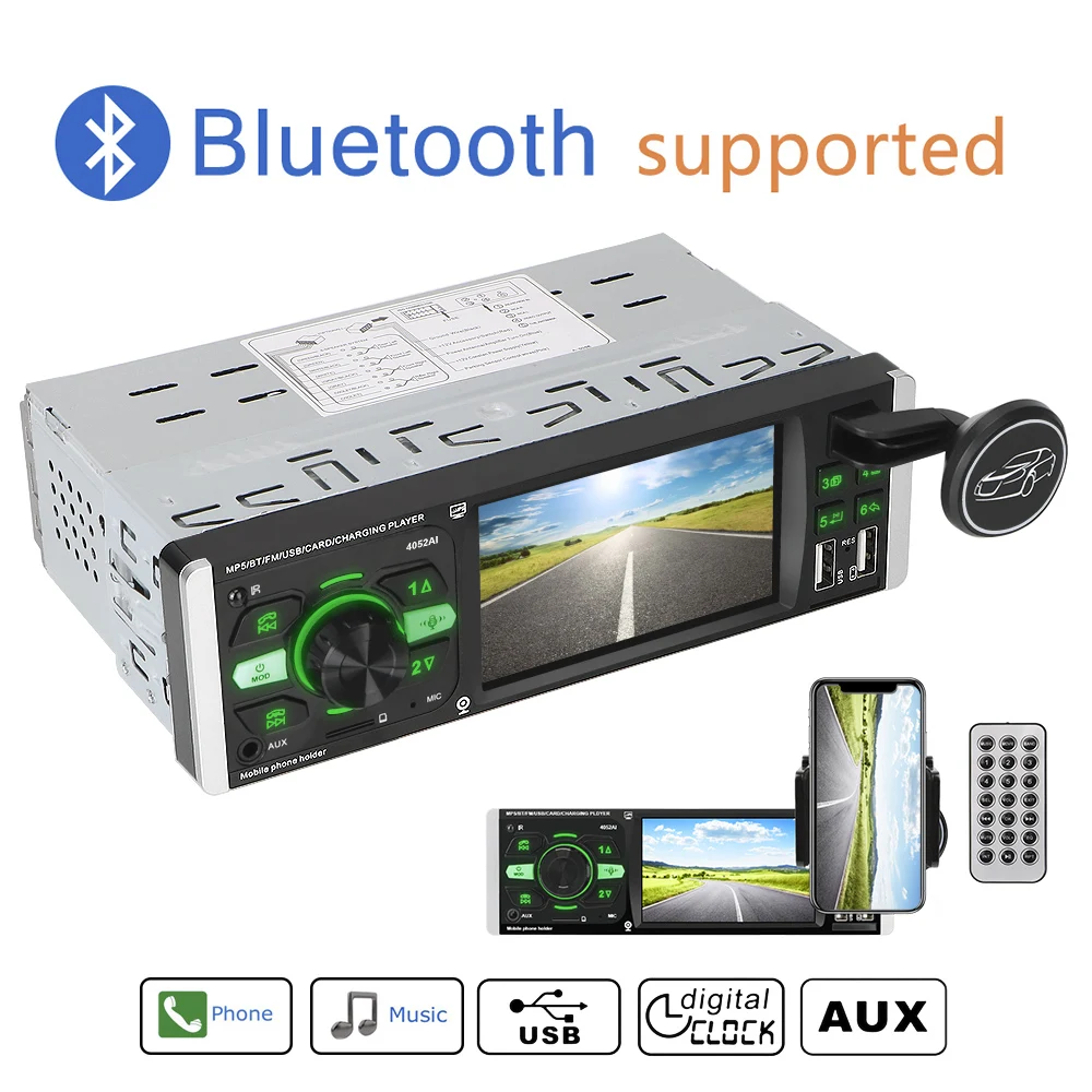 Car Radio Video Players Audio 1 Din Stereo Receiver 4.1 Inch HD Screen MP5 Bluetooth 4.2 ISO Remote Multicolor TF USB Charging | Автомобили