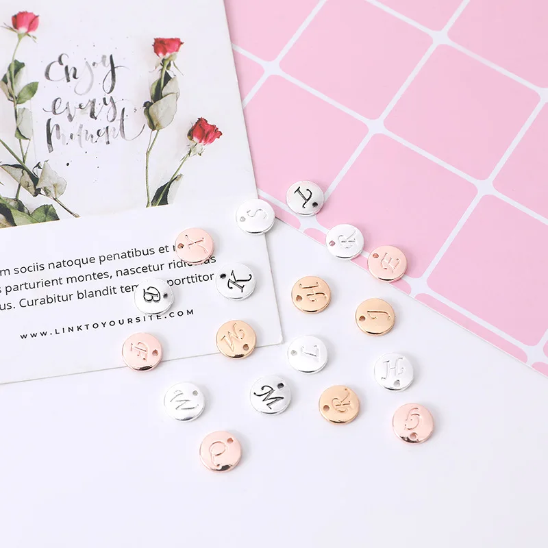 

26pcs/set 10mm 26 Letters Charm Pendant Initials Name Necklaces Alphabet Necklace Pendant DIY Jewelry Making Charms With Rings