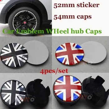 

4pcs/lot For Mini R50 R52 R55 R56 R57 R58 R59 R60 UK logo 54mm Car logo badge Emblem Rims Wheel hub Center caps Covers
