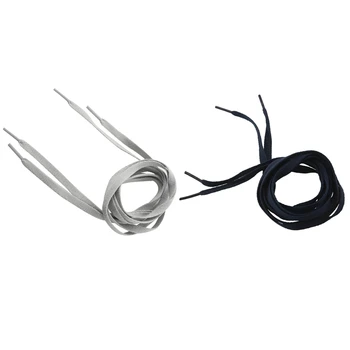 

2 Pair 120cm Shoelaces Flat Bootlace Shoebands Shoe Tapes Shoelace Straps -Gray & Navy
