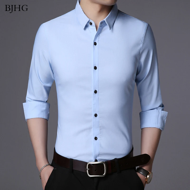 2019 New Fashion Brand Designer Shirt Men Dress Shirts Slim Fit Streetwear Long Sleeve Korean High 2