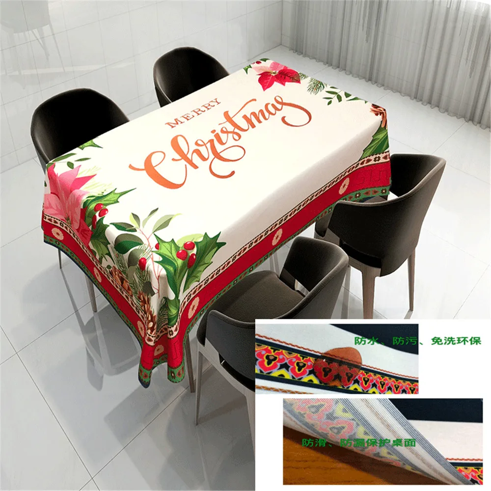 

Christmas Table cloth Polyester New Year Gift Series Dustproof 3D Table Cover Rectangular / Round Wedding tablecloth