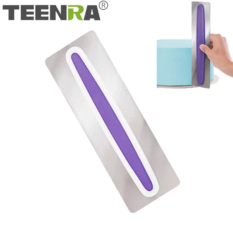  TEENRA Stainless Steel Cake Scraper Fondant Cake Spatula Scraper Pastry Cutter DIY Cake Decorating 