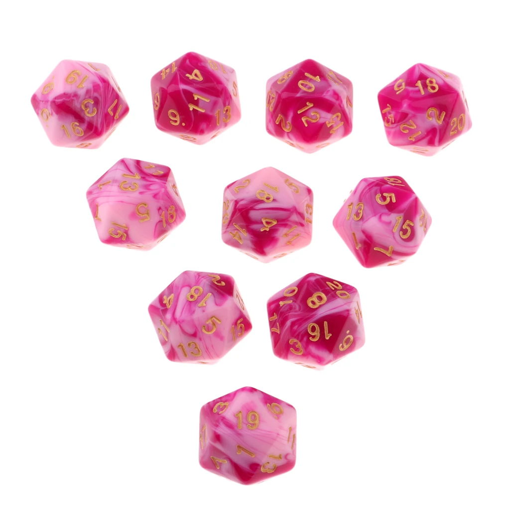 10pcs 20-Sided Dice Polyhedron Dices for D&D TRPG Cup Game TRPG Game Lovers