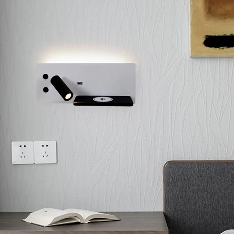 Настенный светильник с подсветкой для телефона USB портом|Комнатные настенные LED