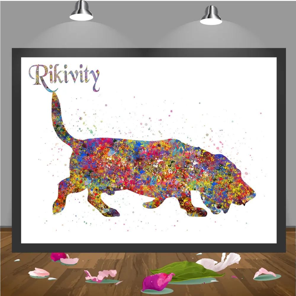 Rikivity Basset Hound Dog холст настенная живопись животный художественный постер печать