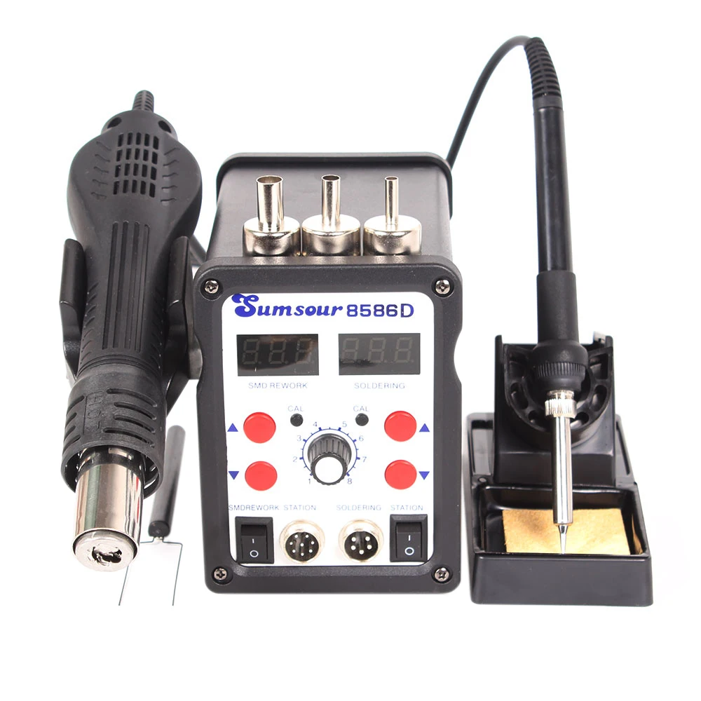 New SMD Solder Station Soldering Iron Hot Air Het Gun 8586D 2in1 110V