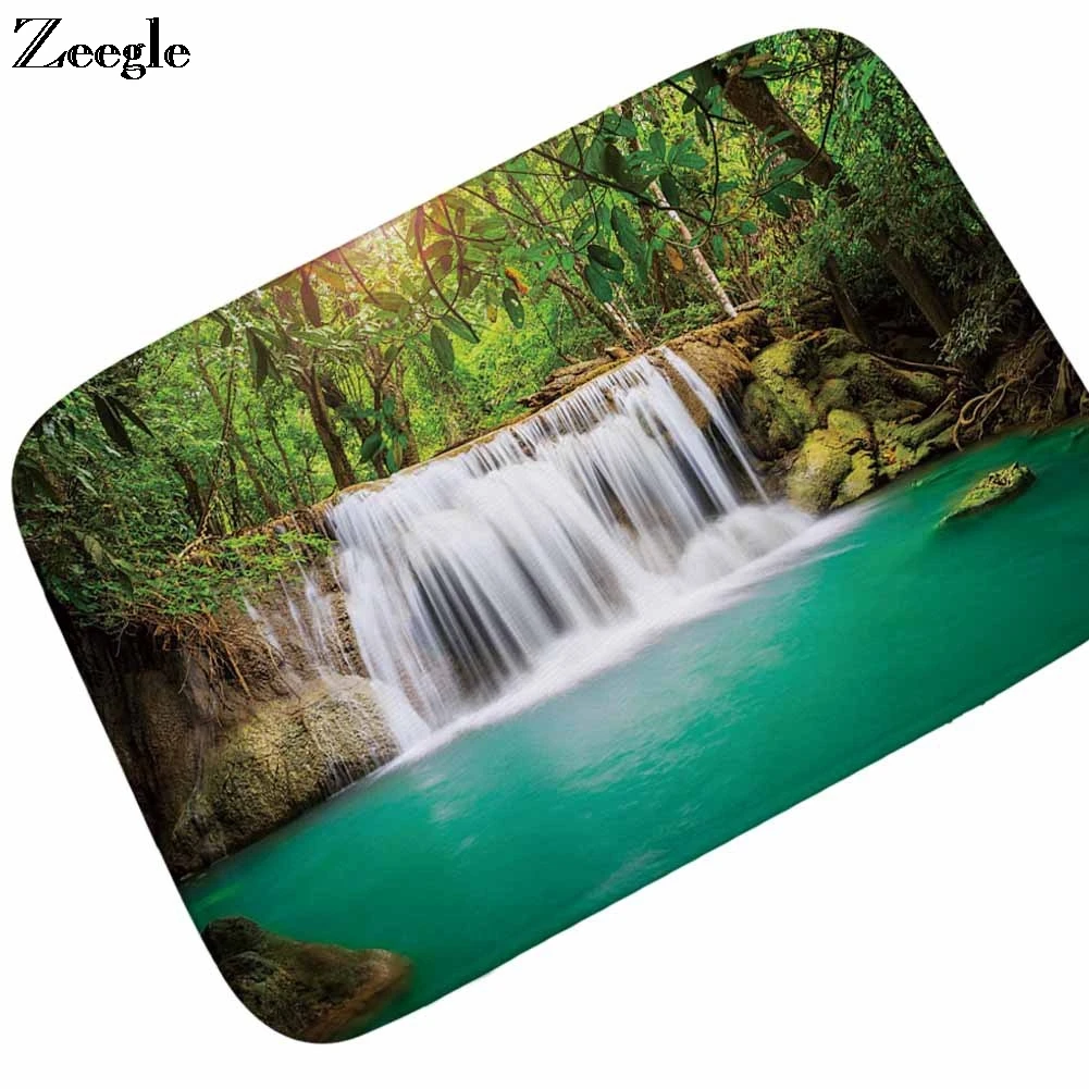 Zeegle Floor Mat Doormat Flannel Soft  3D Printed Bedside Carpet Rug Outdoor Door Mat Absorbent Soft Living Room Carpet Foot Mat