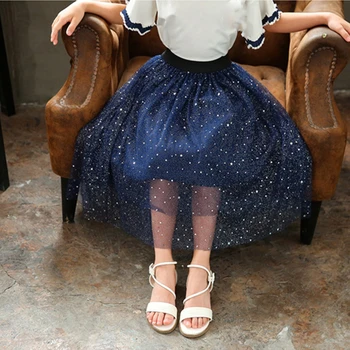 

Summer Spring 2020 New Long Skirt For Girls Baby Teen Blue Black Tulle Skirt Dance Party Skirt Girls Kids Clothes Girls 8 To 12