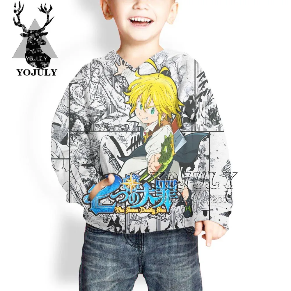 YOJULY Seven sins Harajuku 3D Drucken Kwaii модный уличная одежда пуловер для маленьких мальчиков и девочек подростков хип-хоп Детская толстовка C82