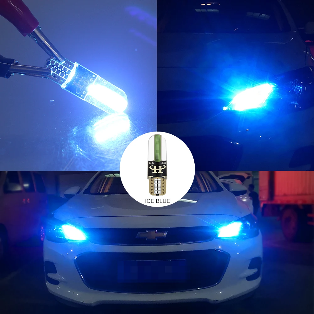 T10 светодиодный Canbus T10 COB светодиодный w5w 194 168 ошибок автомобилей COB силиконовые габаритных огней Габаритные огни фонарь освещения номерного знака 12V - Испускаемый цвет: Crystal blue