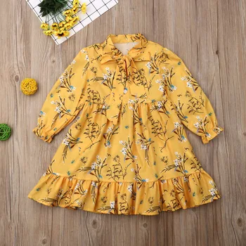 

Pudcoco Toddler Baby Girl Clothes Long Sleeve Flower Print Princess Party Pageant Dress Holiday Beach Sundress Clothes